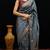 Grey katan silk woven saree with blouse