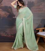 Olive embroidered  sarees
