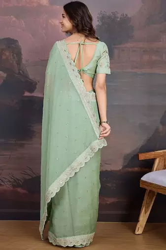 Olive embroidered  sarees