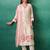 Off white embroidered silk blend kurta trouser dupatta set