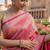 Pink blended cotton woven saree with blouse