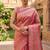 Pink blended cotton woven saree with blouse