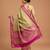 Pista green satin woven saree with blouse
