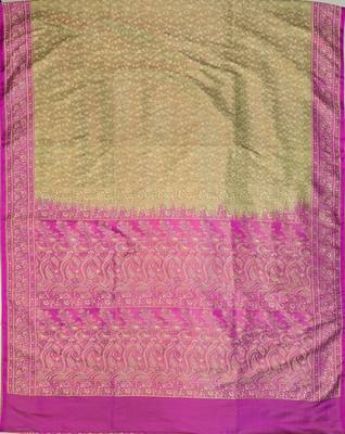 Pista green satin woven saree with blouse 3