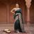 Bottle green katan silk woven saree with blouse