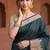 Bottle green katan silk woven saree with blouse