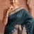 Bottle green katan silk woven saree with blouse