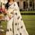 Off white ethnic motifs embroidered art silk saree