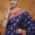 Navy blue silk blend woven saree with blouse