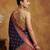 Navy blue silk blend woven saree with blouse