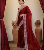 Maroon ethnic embroidered saree