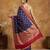 Navy blue silk blend woven saree with blouse