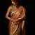 Beige satin woven saree with blouse