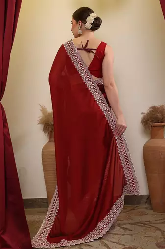 Maroon ethnic embroidered saree
