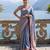 Sky blue satin woven saree with blouse