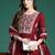 Maroon embroidered viscose rayon kurta trouser dupatta set