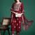 Maroon embroidered viscose rayon kurta trouser dupatta set