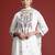White embroidered pure cotton kurta trouser dupatta set