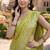 Lime green katan silk woven saree with blouse