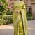 Lime green katan silk woven saree with blouse