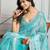 Turquoise embellished embroidered saree