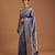 Navy blue satin woven saree with blouse