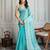 Turquoise embellished embroidered saree