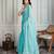 Turquoise embellished embroidered saree