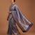 Navy blue satin woven saree with blouse