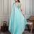 Turquoise embellished embroidered saree