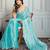 Turquoise embellished embroidered saree