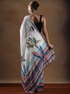 White printed cotton sarees 3