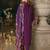 Purple embroidered silk blend kurta trouser dupatta set