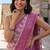 Magenta blended cotton woven saree with blouse