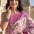 Magenta blended cotton woven saree with blouse