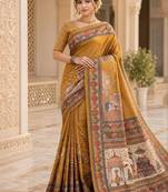 Mustard warli silk blend saree