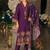 Purple embroidered silk blend kurta trouser dupatta set