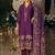 Purple embroidered silk blend kurta trouser dupatta set