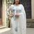White embroidered pure cotton kurta trouser dupatta set
