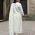 White embroidered pure cotton kurta trouser dupatta set