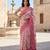 Red blended cotton woven saree with blouse