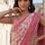 Red blended cotton woven saree with blouse
