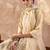 Beige embroidered pure cotton kurta trouser dupatta set