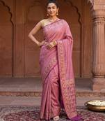 Lavender silk blend woven saree with blouse
