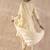 Beige embroidered pure cotton kurta trouser dupatta set