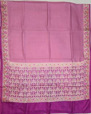 Lavender silk blend woven saree with blouse 5