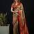 Beige satin woven saree with blouse