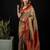 Beige satin woven saree with blouse