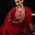 Red embroidered liva kurta trouser dupatta set