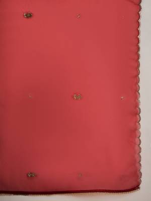 Red embroidered liva kurta trouser dupatta set 3